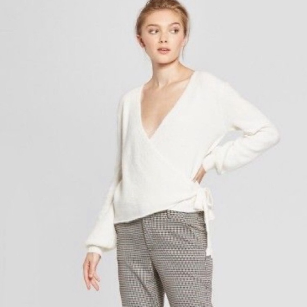 A New Day- White- Wrap Around Sweater